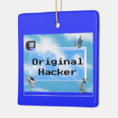Originele Hacker Aangepaste tekst Windows 95 Thema Keramisch Ornament (Links)