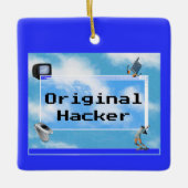 Originele Hacker Aangepaste tekst Windows 95 Thema Keramisch Ornament (Voorkant)