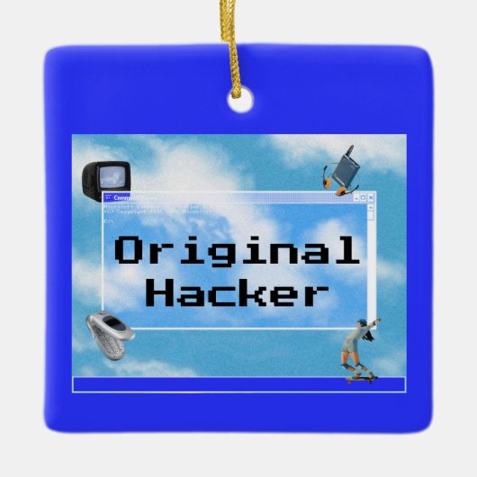 Originele Hacker Aangepaste tekst Windows 95 Thema Keramisch Ornament (Voorkant)