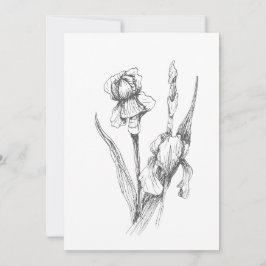 Originele hand getrokken iris, botanische kunst kaart