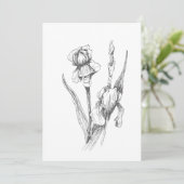 Originele hand getrokken iris, botanische kunst kaart (Staand voorkant)