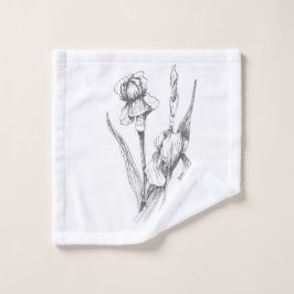 Originele Hand getrokken Iris, Fine Art Washandje