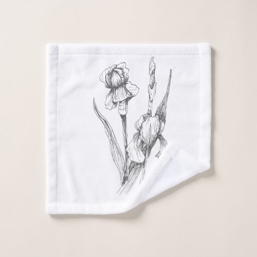 Originele Hand getrokken Iris, Fine Art Washandje (Wasdoekje)