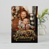 Originele Hand Lettering Seizoenen Groeten Folie Feestdagenkaart (Staand Voorkant)