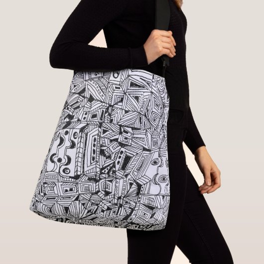 Originele handgemaakte Doodles Big Bag Crossbody Tas (Dichtbij)