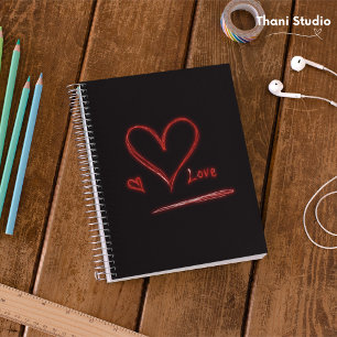 Originele handgetekende liefde hart modern minimal notitieboek