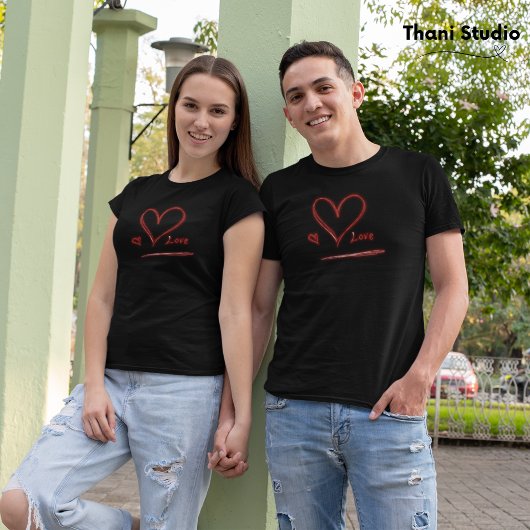 Originele handgetekende liefde hart modern minimal t-shirt