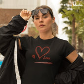 Originele handgetekende liefde hart modern minimal t-shirt