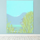 Originele hedendaagse "The Lake" drieluik kunstwer Canvas Afdruk (Insitu (Houten vloer))