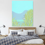 Originele hedendaagse "The Lake" drieluik kunstwer Canvas Afdruk (Insitu (Slaapkamer))