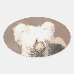 Originele honkloze schilderkunst van Chinese maffi Ovale Sticker