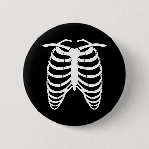 Originele Horror Ribbenkast van een skelet Hallowe Ronde Button 5,7 Cm