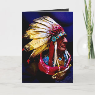 Originele "Hunkpapa Chief" gevouwen wenskaart Kaart