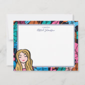 Originele illustratie Blondine Dame Notitiekaartje (Voorkant)