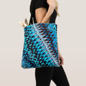 Originele illustratie elektrisch blauw zig zag tote bag (Dichtbij)