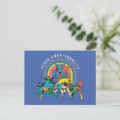Originele Justice League - Peace, Love, Equality Briefkaart (Staand voorkant)