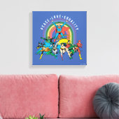 Originele Justice League - Peace, Love, Equality Canvas Afdruk (Insitu (Woonkamer))