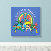 Originele Justice League - Peace, Love, Equality Canvas Afdruk (Insitu (Houten vloer))
