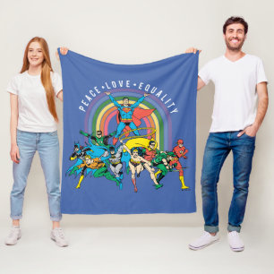 Originele Justice League - Peace, Love, Equality Fleece Deken