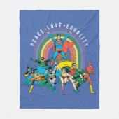 Originele Justice League - Peace, Love, Equality Fleece Deken (Voorkant)