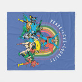 Originele Justice League - Peace, Love, Equality Fleece Deken (Voorkant (Horizontaal))