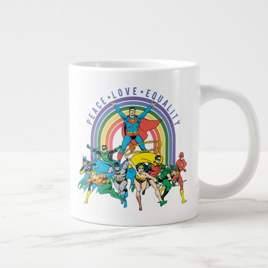 Originele Justice League - Peace, Love, Equality Grote Koffiekop (Rechts)