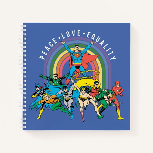 Originele Justice League - Peace, Love, Equality Notitieboek (Voorkant)