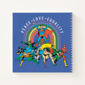 Originele Justice League - Peace, Love, Equality Notitieboek (Achterkant)