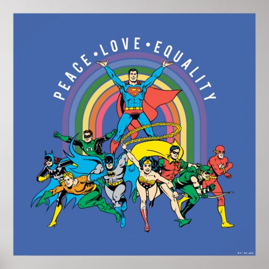 Originele Justice League - Peace, Love, Equality Poster (Voorkant)