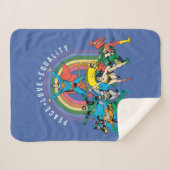 Originele Justice League - Peace, Love, Equality Sherpa Deken (Voorkant (horizontaal))