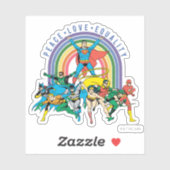 Originele Justice League - Peace, Love, Equality Sticker (Vel)