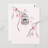 Originele kersenbloesem-vogelkooi briefkaart (Voorkant / Achterkant)