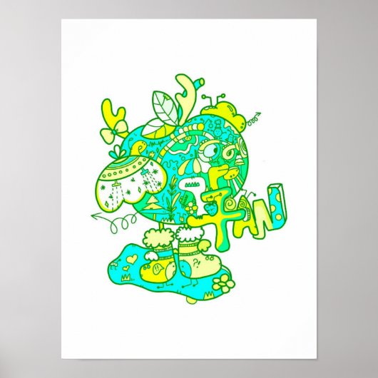 Originele Kerstavond Groene Appel Print (Voorkant)