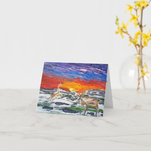 ORIGINELE KERSTKUNST KAART (Gele Bloem)