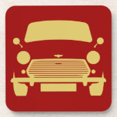 Originele klassieke bijtende mini cooper bier onderzetter (Voorkant)