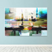 Originele kleurrijke Abstracte kunst van Dushan Canvas Afdruk (Insitu (Houten vloer))