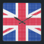 Originele kruisstitch Design Union Jack Vierkante Klok<br><div class="desc">Originele kruisstitch Design Union Jack</div>
