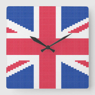 Originele kruisstitch Design Union Jack Vierkante Klok