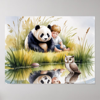 ORIGINELE KUNST AQUEA VAN DIEREN DIE ONTSPANNEN POSTER