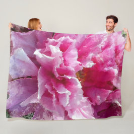 ** Originele Kunst AR1 - Roze Pioen Bloemschilder Fleece Deken