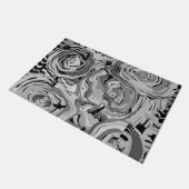 Originele Kunst Bloemen Grijs & Zwart Ontwerp Buit Deurmat (Schuin)