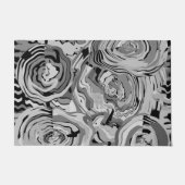 Originele Kunst Bloemen Grijs & Zwart Ontwerp Buit Deurmat (Voorkant)