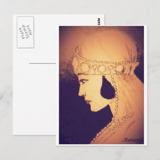 Originele Kunst Briefkaart-1920's Bride/ Amber Briefkaart (Voorkant / Achterkant)