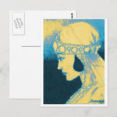 Originele Kunst Briefkaart-Bride van 1920/Blauw &  Briefkaart (Voorkant / Achterkant)
