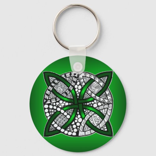 Originele Kunst Celtic Knot Green Sleutelhanger (Voorkant)