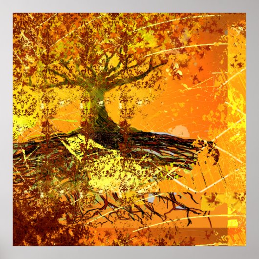 Originele Kunst- Gedecoreerde Oude Boom Poster (Voorkant)