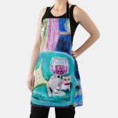 Originele kunst gezellige kat schort (Insitu)