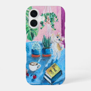 Originele kunst gezellige kat telefoon geval iPhone 16 hoesje