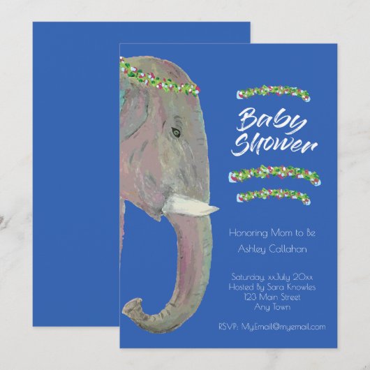 Originele Kunst Olifant, Baby shower - Jongen Kaart (Voorkant / Achterkant)