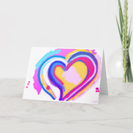 ORIGINELE KUNST REGENBOOG HART Vouwbare Wenskaart Kaart